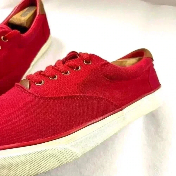 Polo Ralph Lauren Thorton Red Canvas Tie Rlite Cushion Low-Top Sneaker Size 12D - Picture 6 of 13